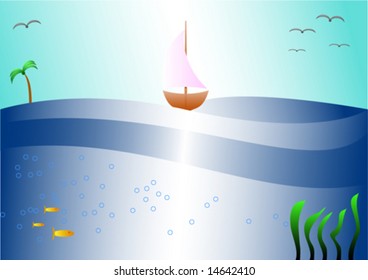 Vector abstract sea landscape