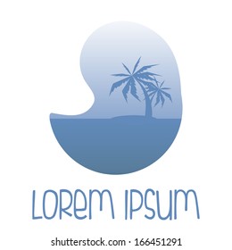 Vector Abstract Sea And Palms Icon Isolated