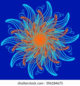 Vector Abstract Sea Starfish, hand drawn sketched  patterned design