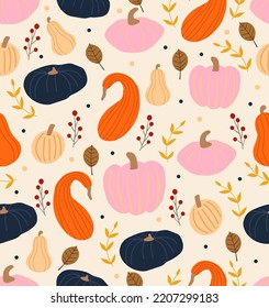 Vector abstract seamless autumn pattern. Warm pattern for your design: wrapping paper, wallpaper, cover. Vector illustration.