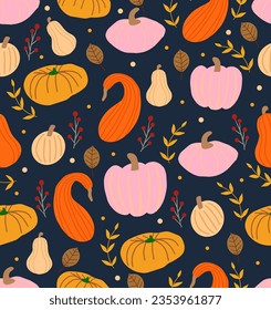 Vector abstract seamless autumn pattern. Warm pattern for your design: wrapping paper, wallpaper, cover. Vector illustration.