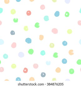 Vector abstract seamless background with brush spots. Polka dot pattern