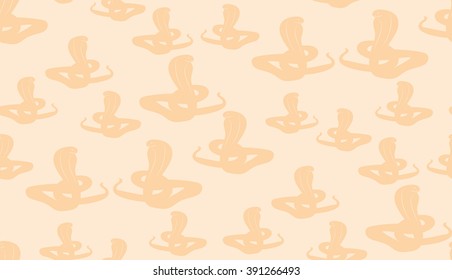 Vector abstract seamless background of cobras. Randomly scattered snakes