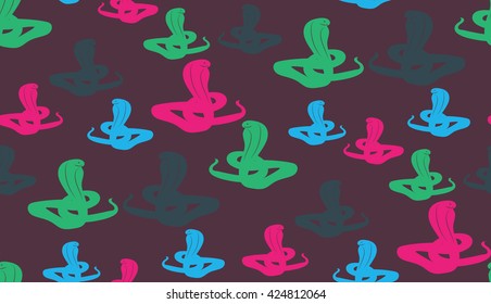 Vector abstract seamless background of cobras. Randomly scattered snakes