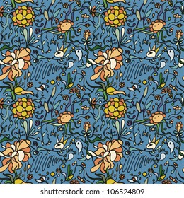 Vector abstract seamless background with decorative flower pattern
