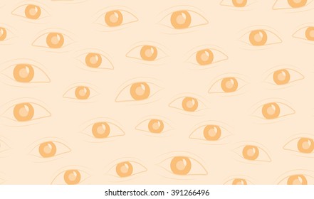 Vector abstract seamless background of the eye. Randomly scattered eyes