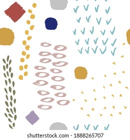  Vector abstract seamless background. Hand painted graphic elements, colorful brush strokes and shapes for decoration, invitations, posters, card, textile
