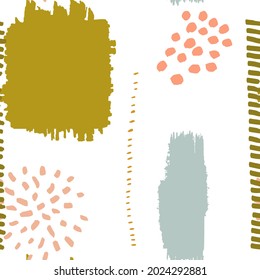  Vector abstract seamless background. Hand painted graphic elements, colorful brush strokes and shapes for decoration, invitations, posters, card, textile
