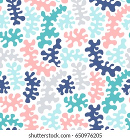 Vector abstract seamless background. Marine floral shapes pattern. Abstract stylized corals