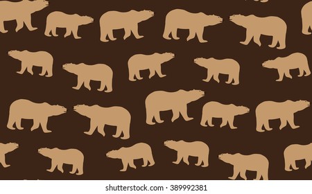 Vector abstract seamless background of polar bears. Chaotic polar bears
