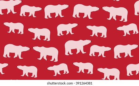 Vector abstract seamless background of polar bears. Chaotic polar bears