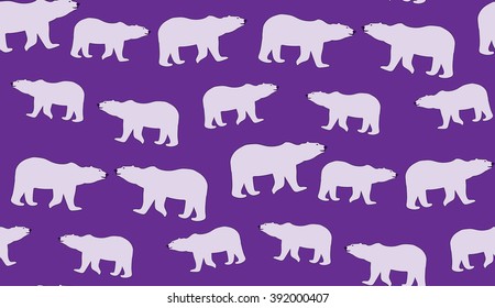 Vector abstract seamless background of polar bears. Chaotic polar bears