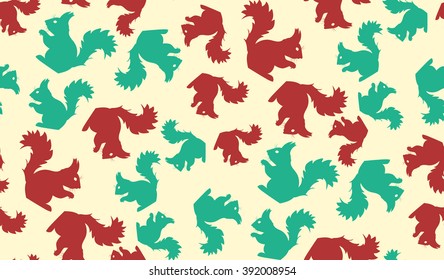 Vector abstract seamless background of squirrels