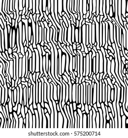 Vector abstract seamless black and white pattern texture of ripples and lines. Monochromatic. Isolated