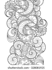 Vector abstract seamless border. Doodle wavy decorative element.