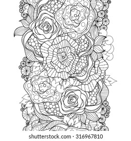 Vector abstract seamless border. Zentangle decorative element.