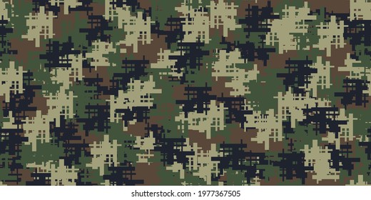 Vector abstract seamless camouflage pattern. Military texture for uniform. Modern backdrop for army. 