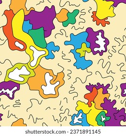 Vector abstract seamless colorful artwork with wave psychedelic pattern