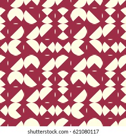 Vector abstract seamless composition best for use as wrapping paper, symmetric ornate background created with simple geometric shapes, circles. 