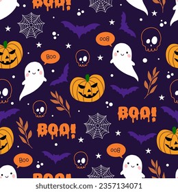 Vector abstract seamless cute halloween pattern.