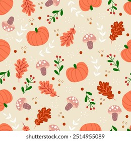 Vector abstract seamless cute halloween pattern.