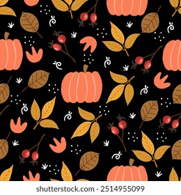 Vector abstract seamless cute halloween pattern.