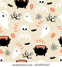 Vector abstract seamless cute halloween pattern.