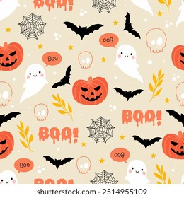 Vector abstract seamless cute halloween pattern.