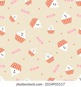 Vector abstract seamless cute halloween pattern.