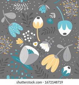 Vector abstract seamless floral pattern.  Vector design for wallpaper, fabric, interior, cover, textile, background, packaging.