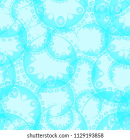 Vector abstract seamless gentle pattern of blue tentacles and flowers for fabric or paper. For the design of fabrics and paper in a natural style.
