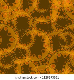 Vector abstract seamless gentle pattern of coffee tentacles and bubbles on a sand background for fabric or paper. For the design of fabrics and paper in a natural style.
