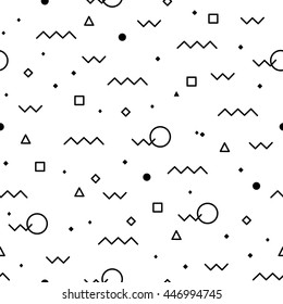 Vector abstract seamless geometric lines pattern. Modern background. Black white color