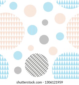 Vector abstract seamless geometric pattern with dots. Scandinavian style