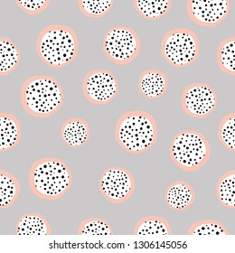Vector abstract seamless geometric pattern with dots. Scandinavian style