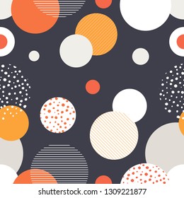Vector abstract seamless geometric pattern with dots. Scandinavian style