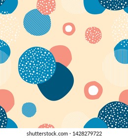 Vector abstract seamless geometric pattern with dots. Scandinavian style