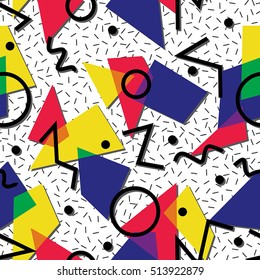 Vector abstract seamless geometric pattern in memphis style. 
