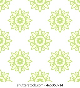 Vector abstract seamless green flowers pattern. Texture. 