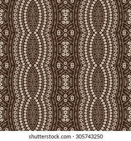 Vector abstract seamless  hand drawing pattern with geometrical layout. Delicate small flowers coffee beans,  and cup on white background
