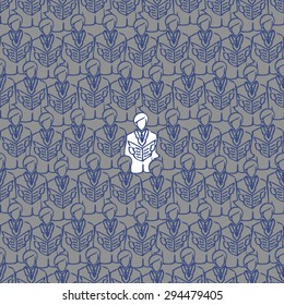 Vector abstract seamless image of business people to open the folder. male choir open songwriters. crowd of business men. Conference. Congress. White crow.