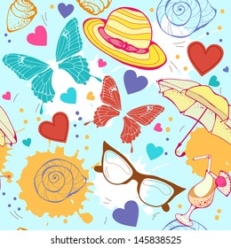 Vector abstract seamless leisure travel, summer, beach