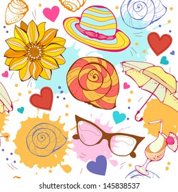 Vector abstract seamless leisure travel, summer, beach