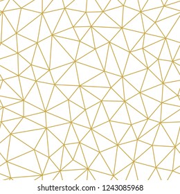 Vector abstract seamless line pattern with irregular triangles in gold