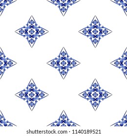 Vector abstract seamless patchwork pattern with geometric cross ornament, Vintage tiles intricate details for a decorative look. Ceramic paint floor, ornament Collection Patchwork Pattern 