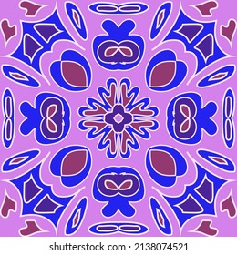 Vector abstract seamless patchwork pattern. Arabic ornament with fantastic flowers and leaves. Original design.  For print, web, textile