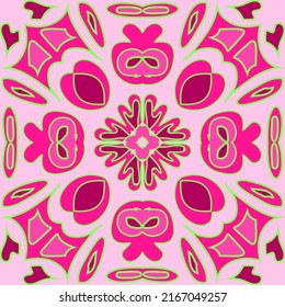 Vector abstract seamless patchwork pattern. Arabic ornament with fantastic flowers and leaves. Original design.  For print, web, textile