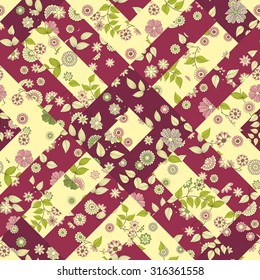 Vector abstract seamless patchwork pattern with geometric oriental ornaments, stylized flowers, stars, snowflakes and lace . Vintage boho style.