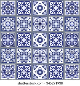 Vector abstract seamless patchwork pattern with geometric and floral  ornaments. Vintage boho style.