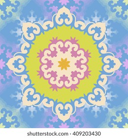 Vector abstract seamless patchwork pattern. Arabic tile texture with geometric and floral ornaments. Decorative elements for textile, book covers, print, gift wrap. Vintage boho style.